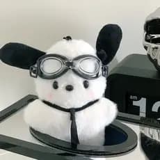 Bonito Piloto Pochacco Boneca Chaveiro De Pelúcia Filhote De Cachorro Brinquedo Saco Pendurado Pingente Decoração Amigo