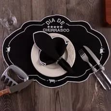 Kit Jogo Americano Churrasco 12 Peças Decoração Mesa Posta Cozinha Família Conforto Ambiente Casa
