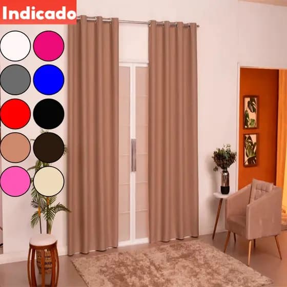 Cortina Quarto Sala Antonella 2,00 x 1,80 Com Ilhós Premium Decorativo Promoção Oferta Preço Baixo