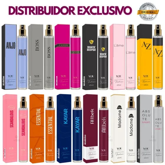 Kit 12/6/3 unidades de Perfumes Masculino e Feminino You Importados 45ML - Fixação 8 horas!!!