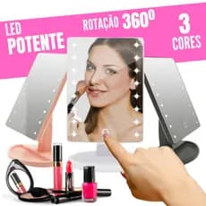 Espelho Mesa Luz Led Iluminado Portatil Quadrado 16 Led Maquiagem Camarim Touch