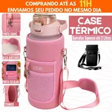 Case Térmico Neoprene Parque para Garrafa 2 Litros Rosa 5 em 1 Porta Celular Garrafa Chave Multiuso