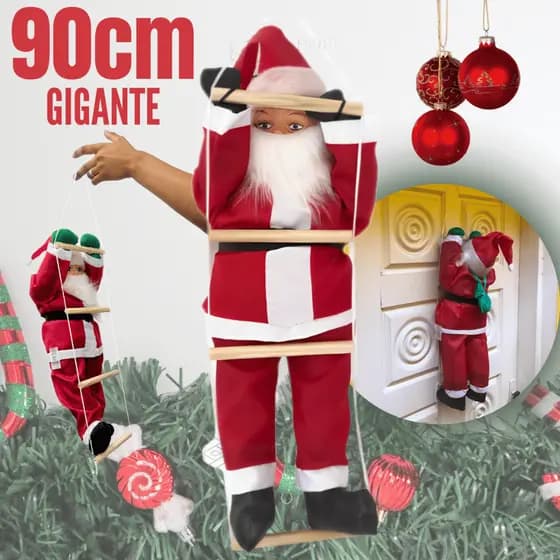 Boneco Papai Noel Grande Enfeite Subindo Escada 90cm Decoração Natal Natalina