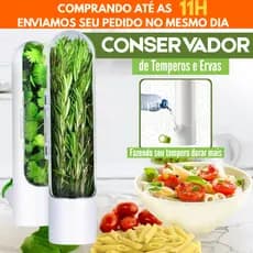 Pote Conservador Ervas Temperos Frescos Plástico 10cm x 6,5 Preserva Sabor Qualidade Ingredientes