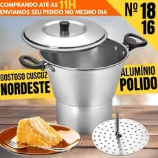 Cuscuzeira De Alumínio Polido N°18/16 Cuscuzeiro Grande Panela Faz Cuscuz Reforçado Qualidade
