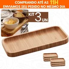 Bandeja Petisqueira Retangular de Bambu Multiuso 20x10cm 28x11 Cozinha