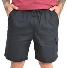 Bermuda Masculina Brin Elástico Cargo Bermudas Masculinas Cordão Na Cintura