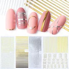 Adesivo Linhas Para Unha 3D Nail Art Listra Curva Aleatória