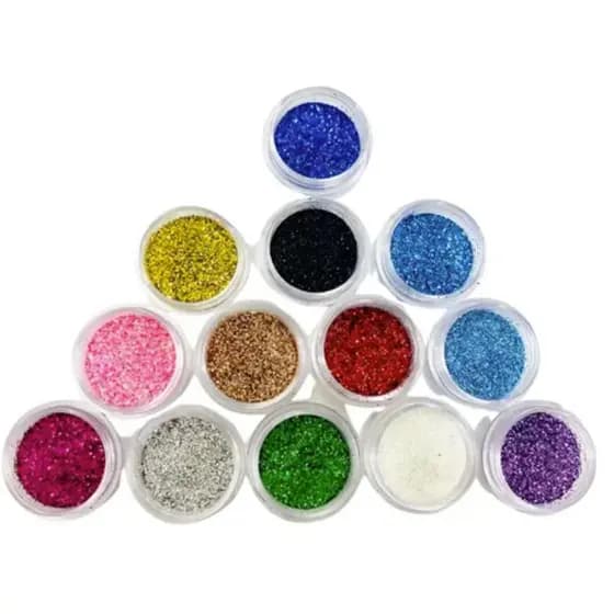 Kit Glitter C/12 Potes Fino Purpurina Decoração Brilho Para Unhas Enfeite Nail Art Gel Acrigel