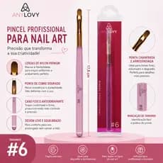Kit 2 Pincéis Língua de Gato #6 para Decoração de Unhas e Nail Art em Gel Profissional Manicure Anylovy