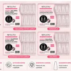 Molde F1 Sanduíche Formas Unhas Duplas 240 pcs Quadrada Bailarina Almond Fina