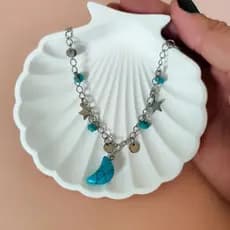 Colar Choker Aço Inoxidável Medalhas com Pingente Sol e Lua