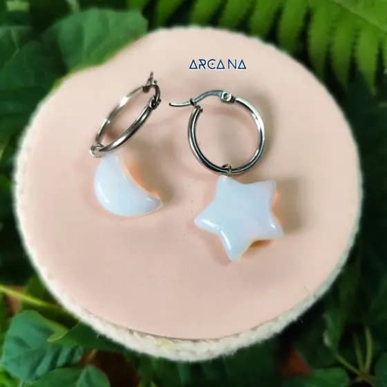 Brinco Argola Aço Inoxidável Antialérgico Feminino Grande Média ou Pequena Prata Dourado Pingente Pedra Natural