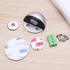 Batedor De Porta Trava Magnético Fixador Adesivo 3m Aço Inox