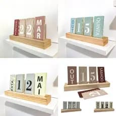 Calendário De Mesa Permanente Madeira Home Office Decorativo