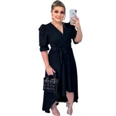 Vestido Mullet Longo Manga Princesa Moda Evangelica Comportada