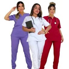 3 Conjuntos Completo Pijama Cirúrgico Oxford Scrub Roupa Hospitalar Farda Uniforme Lava Fácil Direto da Fabrica