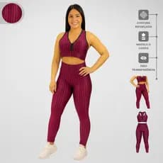 Conjunto Feminino Fitness Calça e Top Poliamida 3D Conforto e Sustentação Roupa Academia