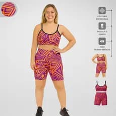 Conjunto Estampado Bermuda e Top de Alcinha Feminino Conforto e Estilo Roupa Academia Fitness