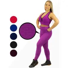 Conjunto Legging e Top Bolha Texturizada Roupa Academia Fitness Feminino
