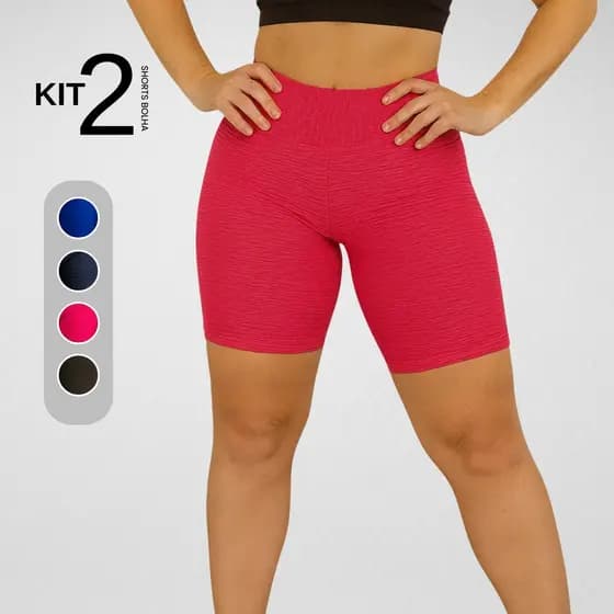 Kit 2 Shorts Bolha Tamanho P Texturizado Feminino Academia Fitness