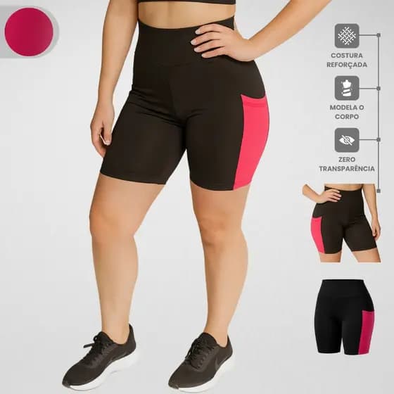 Bermuda Feminina Fitness com Bolso Lateral Confortável e Resistente Roupa Academia Corrida