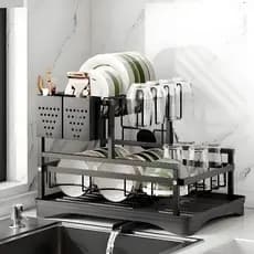 Escorredor de Louças Rack Aço Carbono Organizador Preto
