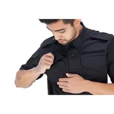 Camisa Gandola Tática Manga Curta Ripstop Preta Uniforme Militar Vigilante Segurança Airsoft Paintball