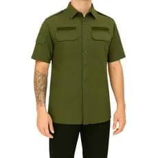 Camisa Gandola Tática Segurança Manga Curta Verde Pesca Camping Trilha ar Livre Tecido Ripstop Resistente Respingo Água