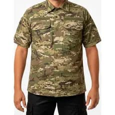 Camisa Tática Camuflada Estilo Gandola Militar Rip Stop Manga Curta Operacional Pesca Aventura Trilha Profissional