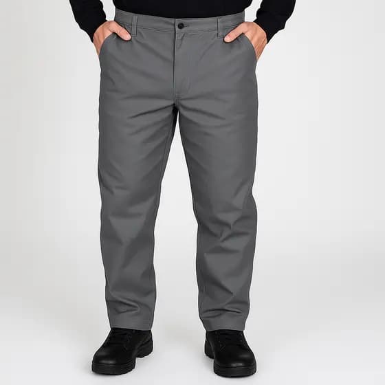 Calça Brim Cinza Profissional Uniforme Trabalho Mecânico Industrial Serviços Gerais Resistente