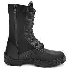 Coturno Militar Tático Masculino Exército Confortável Preta Zíper Lateral Couro Legítimo Extra Leve