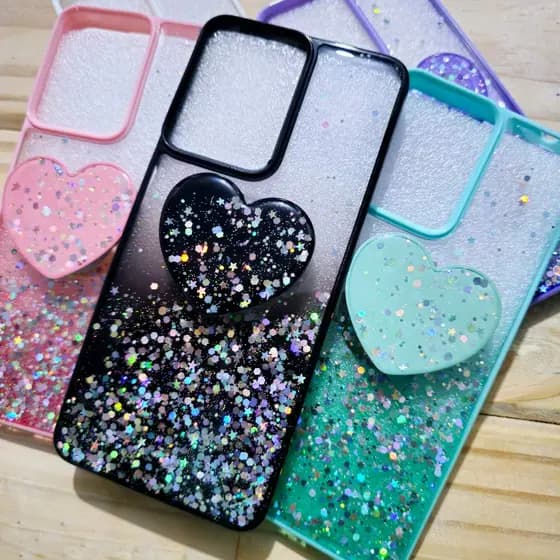 Capa capinha silicone com suporte de coração para Samsung A12 4G / samsung  M12 / samsung A22 4G / Samsung M32