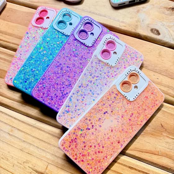 Capa capinha anti impacto com suporte de coração Glitter para motorola Moto G54 / Motorola Moto G14 - Pop Com Glitter