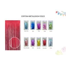 Cortina Metalizada Franja Metálica 2x1m Para Decoração De Festa Cores Opaco