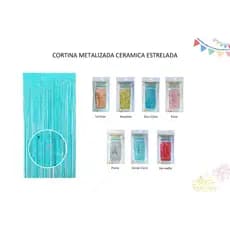 Cortina Metalizada Franja Metálica 2x1m Para Decoração De Festa Cores Ceramica Estrelada