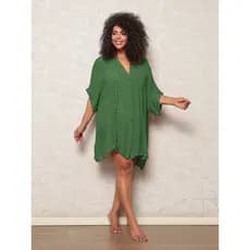 Saida De Praia Chemise Feminina Plus Size Manga Morcego