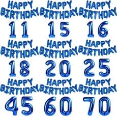 Kit  Balões Metalizados Happy Birthday + Dois Numero 16 Polegado Decoração De  Festa Aniversario Azul