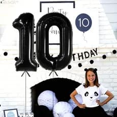 Kie 2 Balão Metalizado Número cor Preto  32 Polegada （80cm）Decoração Festa Aniversário-