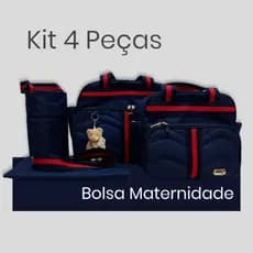 Kit Bolsa Maternidade Azul com Vermelho Menino Enxoval Bebê