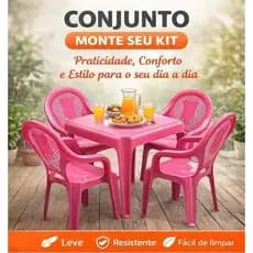 Mesa E Cadeira Infantil Azul Rosa Criança Pintar Colorir Comer Colorida Resistente Decorada Estudo Brincadeira Alimentar