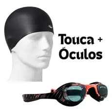 KIT Óculos de Natação Adulto + Touca de Silicone Profissional Decathlon Nabaiji