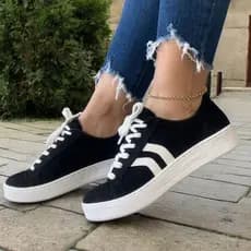 Tênis Via Marte Casual Feminino Preto com Branco Original