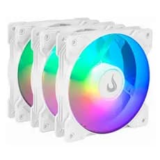 Kit 3 Cooler Branco Fan Gamer 120mm 12cm | Led Argb | Controle Pelo Reset Do Gabinete | Rise Mode X
