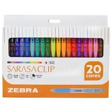 Kit 20 cores caneta gel SARASA CLIP 0.7mm Zebra | Escrita suave