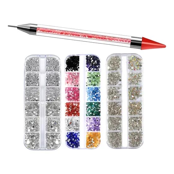 Kit 3 Estojo Strass Furta Cor Prata Colorido + Caneta Strass
