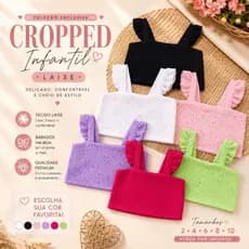 Cropped Infantil Menina Lese Laise com Babado 2 ao 10 Escolha a Cor