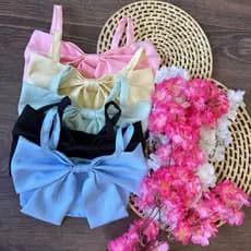 KIT COM 3 CROPED DE LAÇO ALFAIATARIA INFANTIL DE MENINA