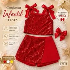 Conjunto Infantil Feminino Shorts Saia Festa do 2 ao 10