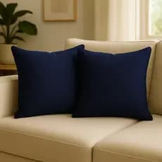 Kit 2 Capas De Almofada Em Linho Azul marinho 45x45 Luxo Quarto/Sala